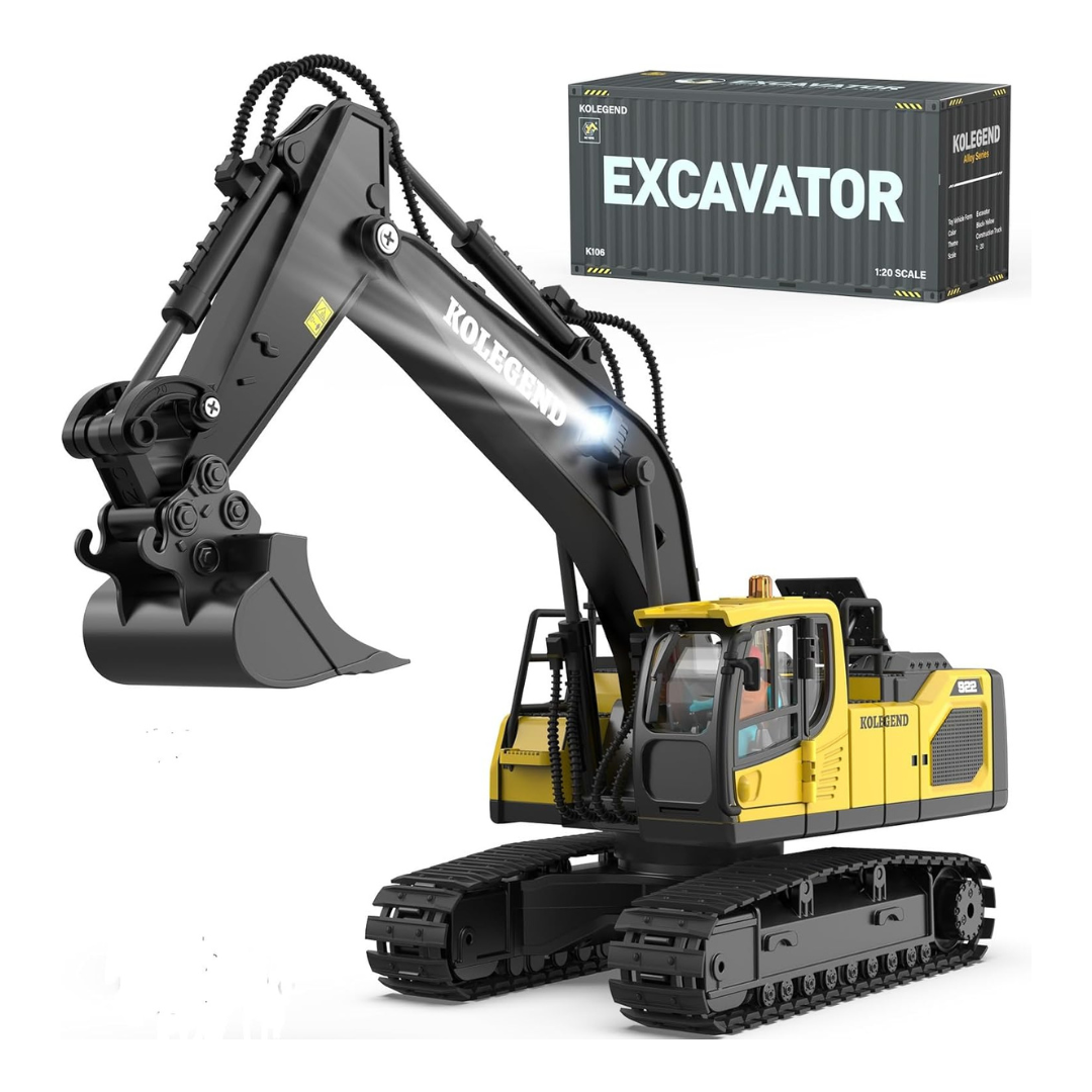 Kids 1/20 Scale Remote Control Excavator Toy W/ 2 Batteries