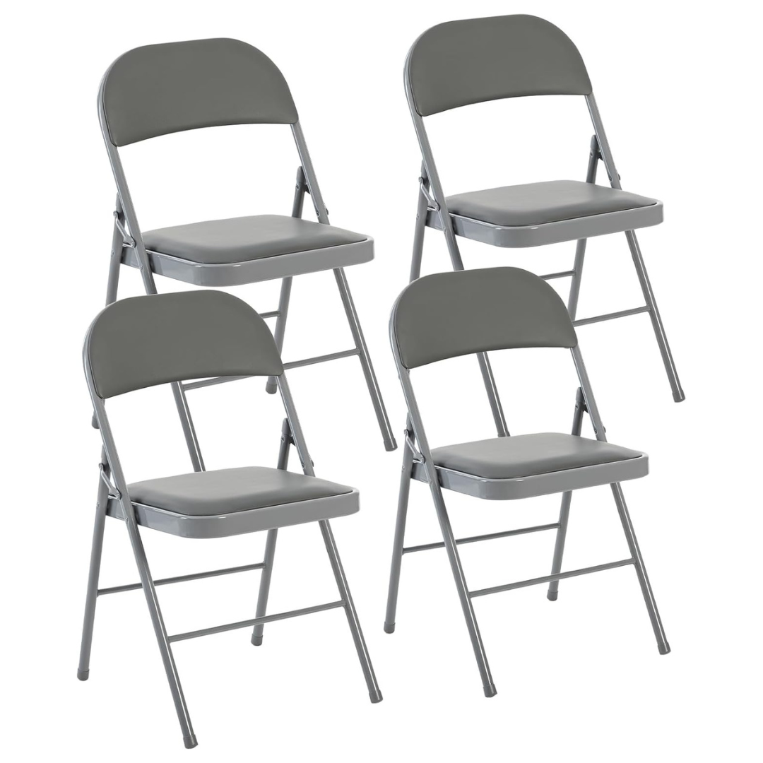 4-Pack PU Leather Portable Folding Dining Chiars Set