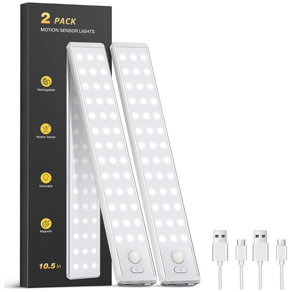 2-Pack 10.5" LED Motion Sensor Under Cabinet Lights