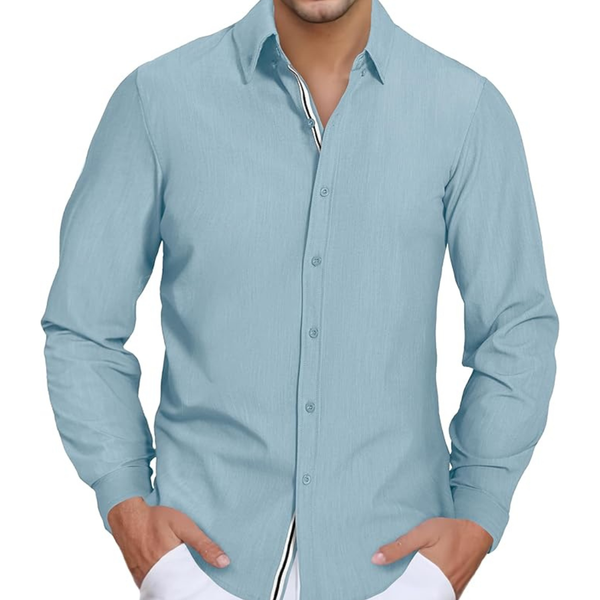 Men's Long Sleeve Casual Stretch Denim Dress Shirt