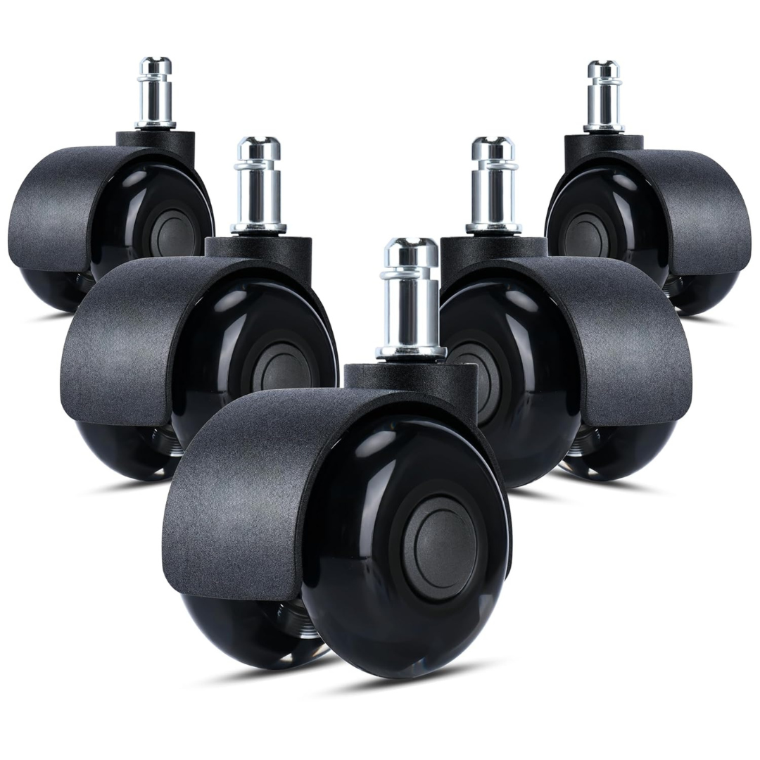 Set of 5 2" Stem Dual Office Chair Caster Wheels