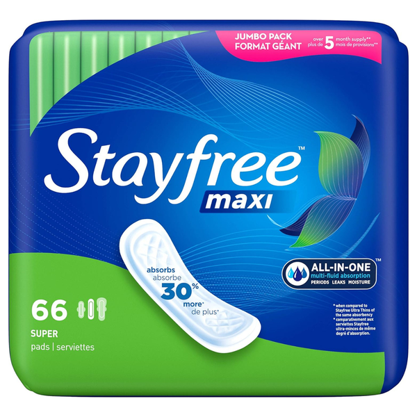 66-Count Stayfree Women's Super Maxi Pads