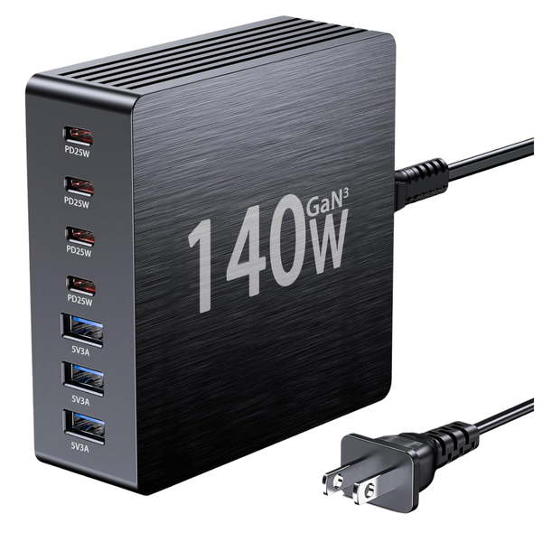 140W GaN III 7-Port USB C Charger Block