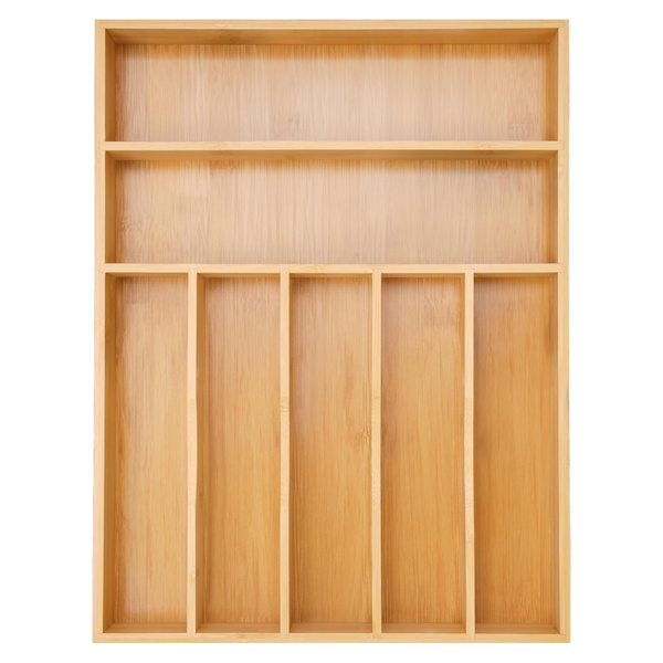 Kitchen Bamboo Silverware Drawer Organizer (7 Slots)