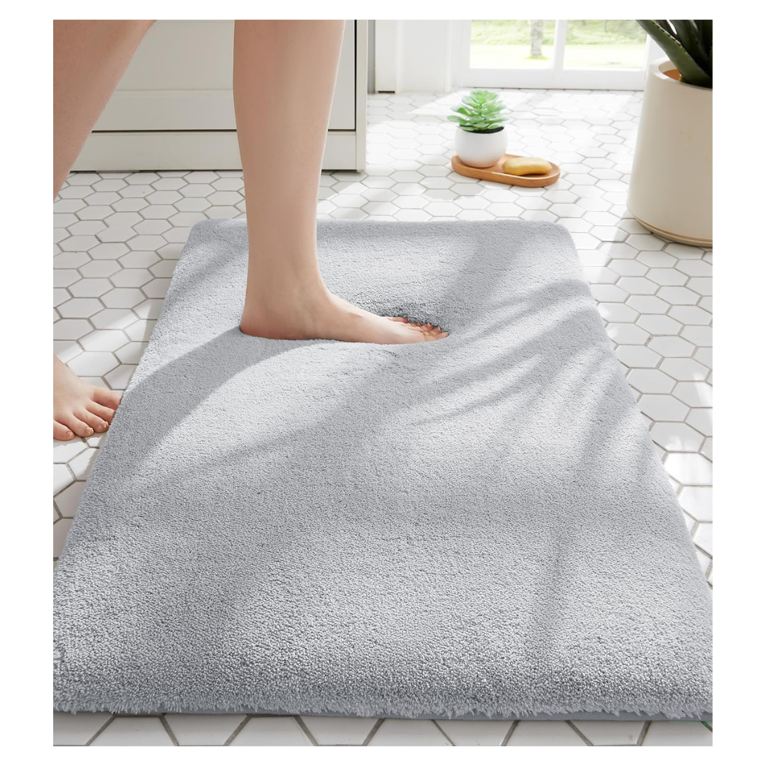 17" x 24" Non-Slip Faux Fur Memory Foam Bath Mat