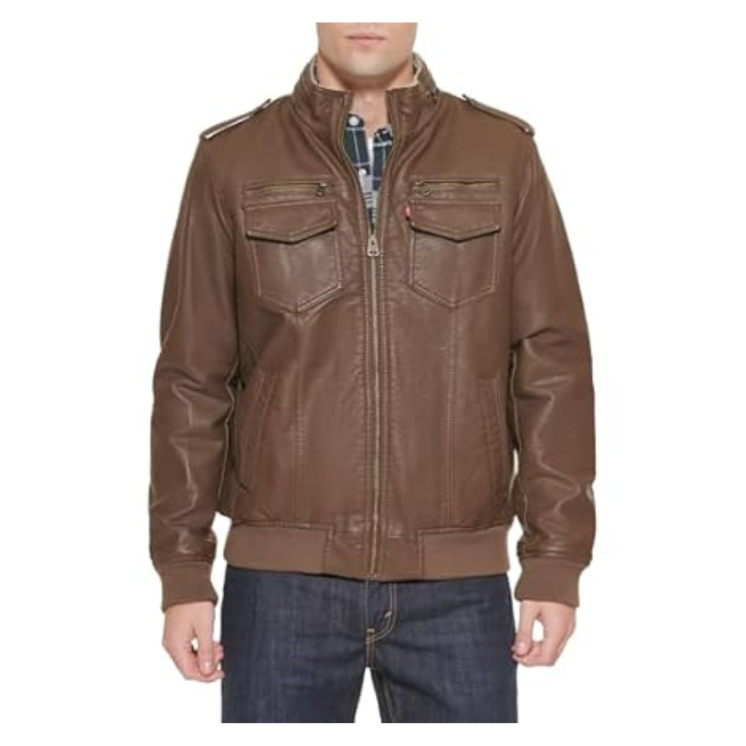 Levi's Men's Sherpa Aviator Bomber Faux Leather Jacket