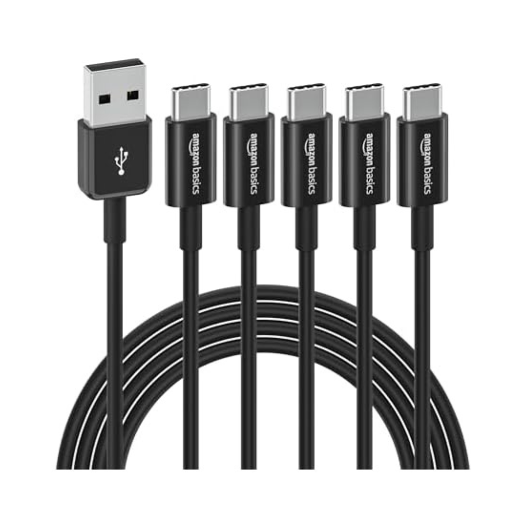5-Pack Amazon Basics 6ft USB-C To USB-A 2.0 Fast Charger Cable
