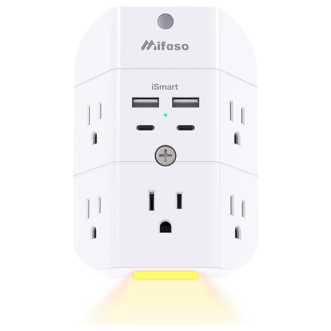 5-Outlet Splitter & 4 USB Ports Surge Protector Outlet Extender
