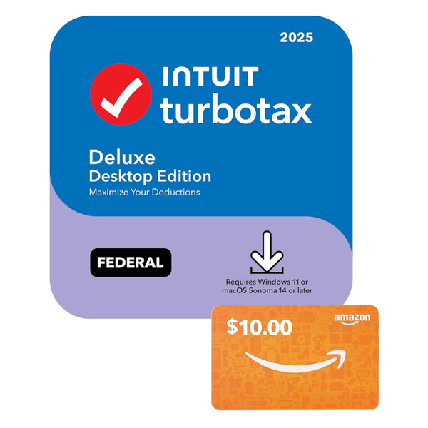 Intuit TurboTax Deluxe Desktop Edition 2025 + $10 Gift Card