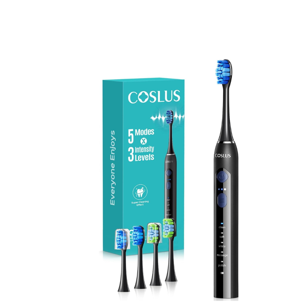 Sonic Electric Toothbrush w/ 2-Types of 4-Brush Heads, 5-Modes