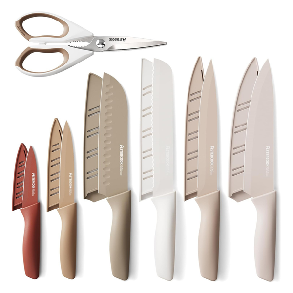 13-Pieces Stainless Steel Chef Knife Sets w/ 6-Blade Guards
