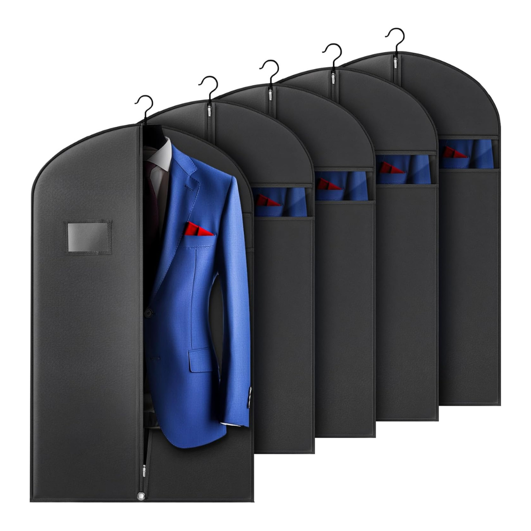 5-Pack Hleelomi 40" Suit Garment Bags with Zipper Window
