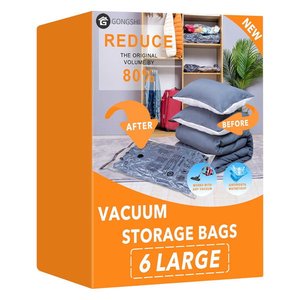 6-Count Large Compression Sealer Vacuum Storage Bags