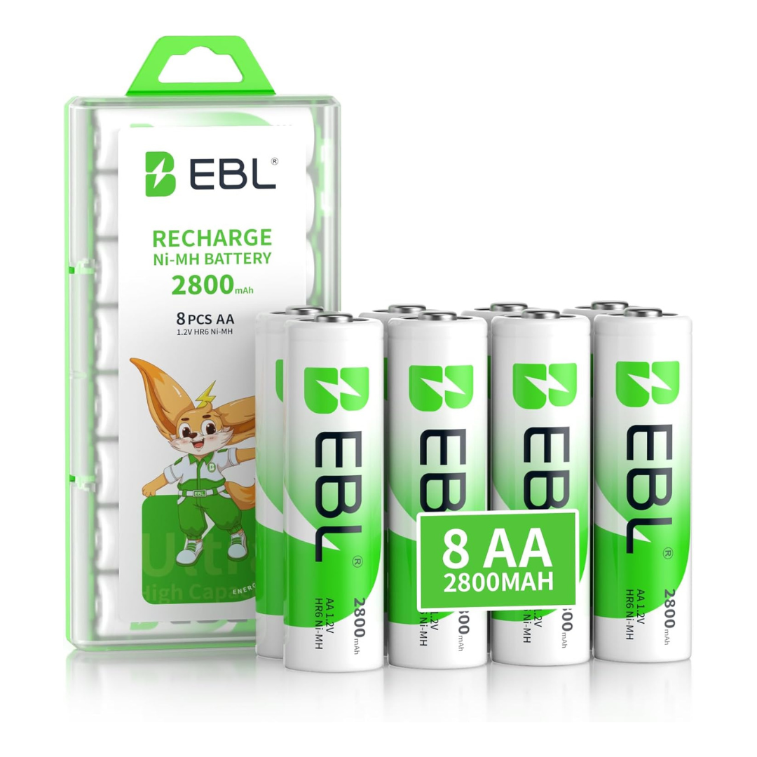 8-Count EBL 2800mAh High Capacity Ni-MH AA Rechargeable Batteries