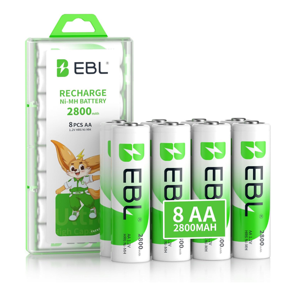 8-Count EBL 2800mAh High Capacity Ni-MH AA Rechargeable Batteries