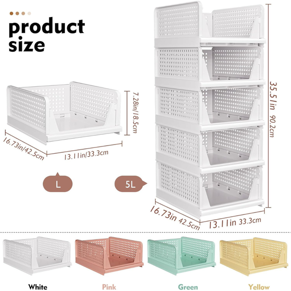 5-Pack Foldable & Stackable Closet Storage Basket