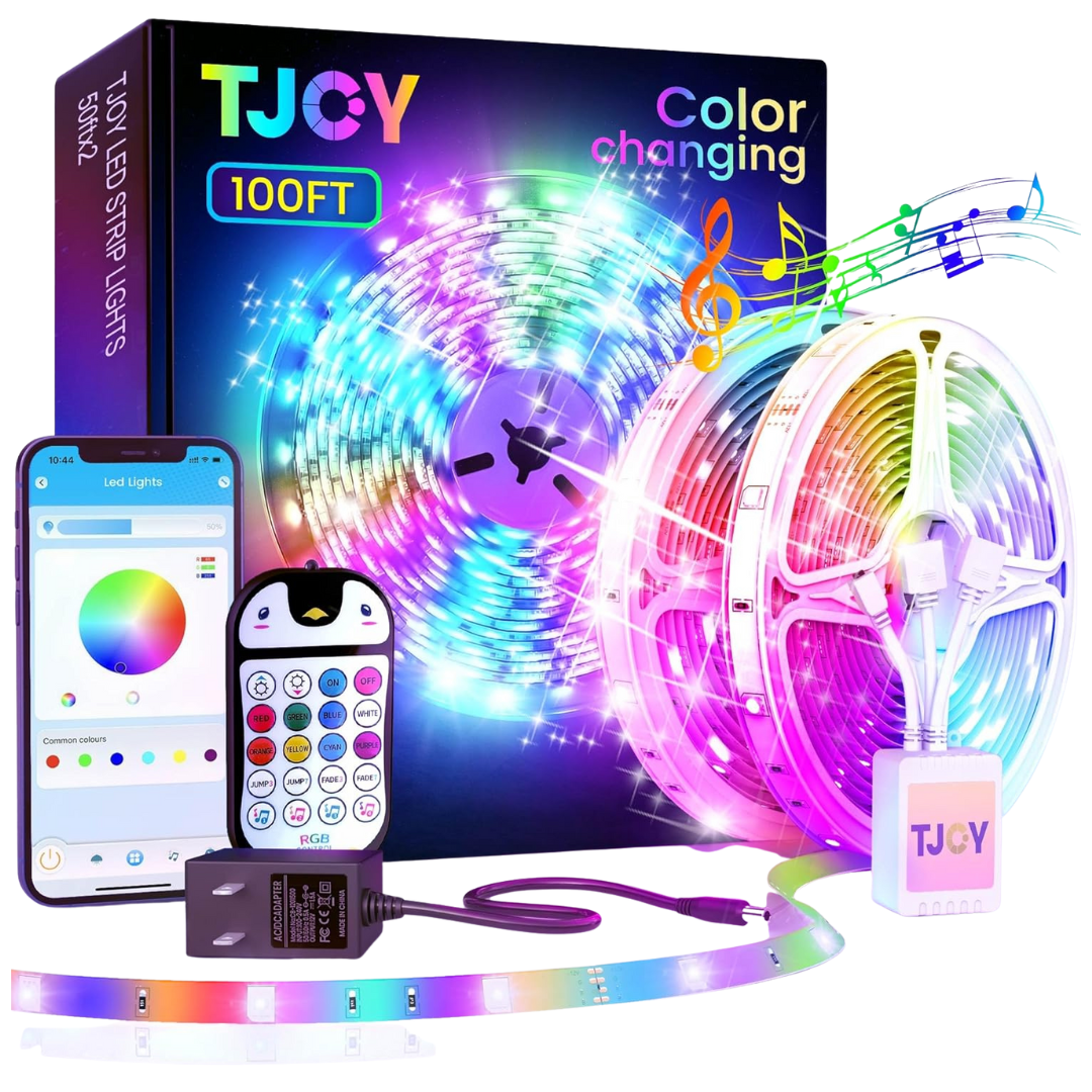100ft Music Sync Bluetooth LED Strip Lights With Remote