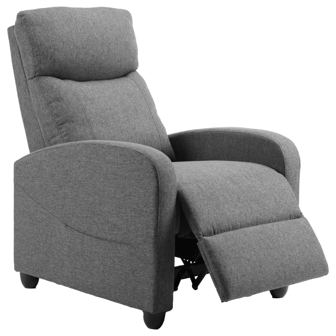 Sweetcrispy Fabric Adjustable Push Back Recliner Chair
