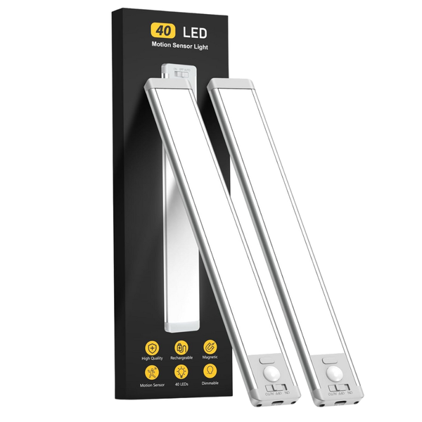 2-Pack 10" 40 LED Motion Sensor Magnetic Dimmable Closet Lights
