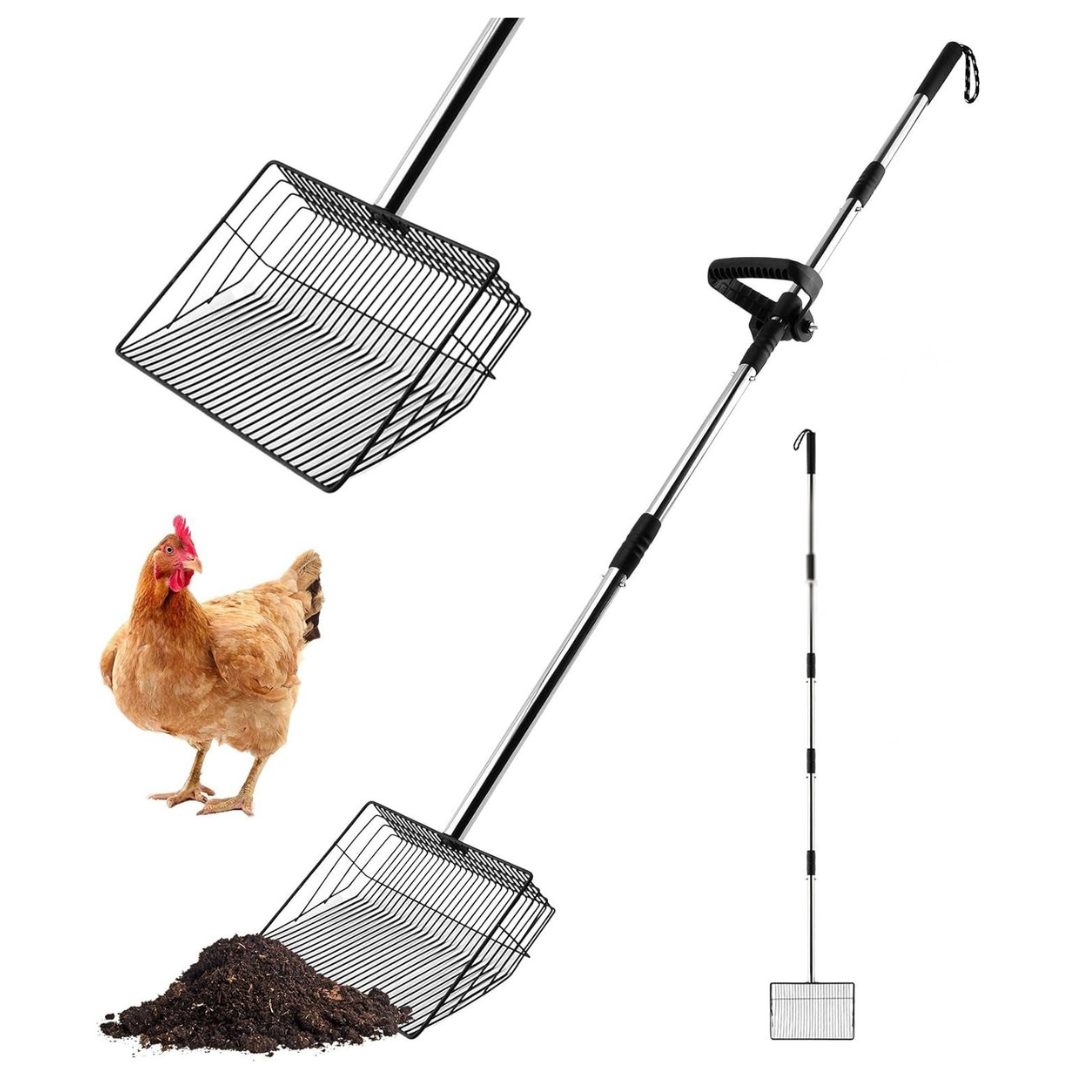 Quixleen Chicken Poop Scooper With 22 To 67" Adjustable Handle