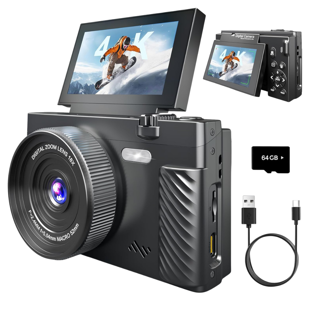 4K Digital Camera With Autofocus & 64GB SD Card