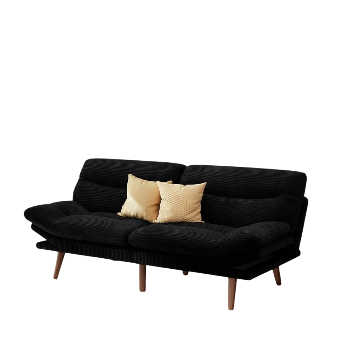 66" Futon Sofa Bed With Adjustable Backrest & Armrests