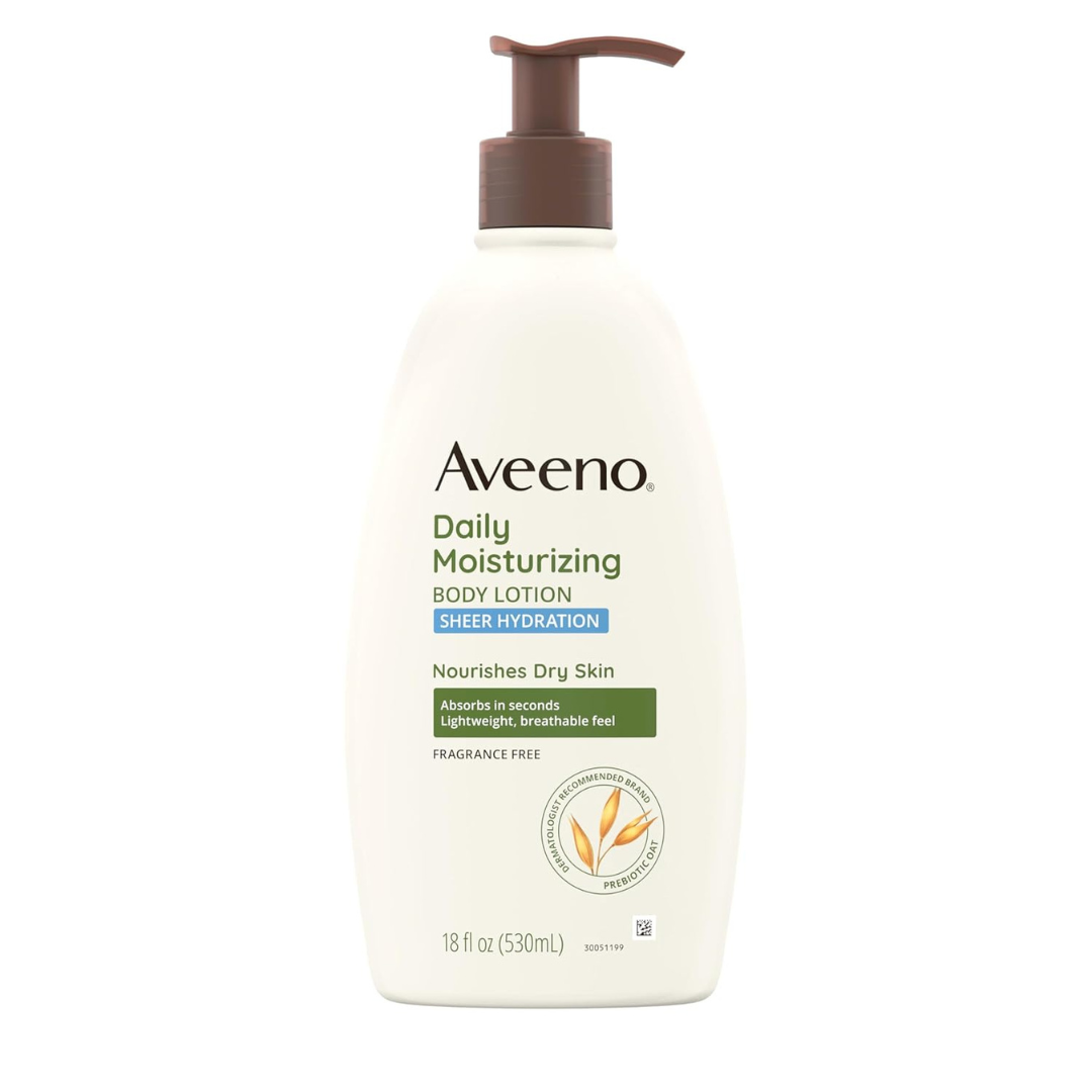 Aveeno Sheer Hydration Daily Moisturizing Fragrance-Free Lotion With Nourishing Prebiotic Oat