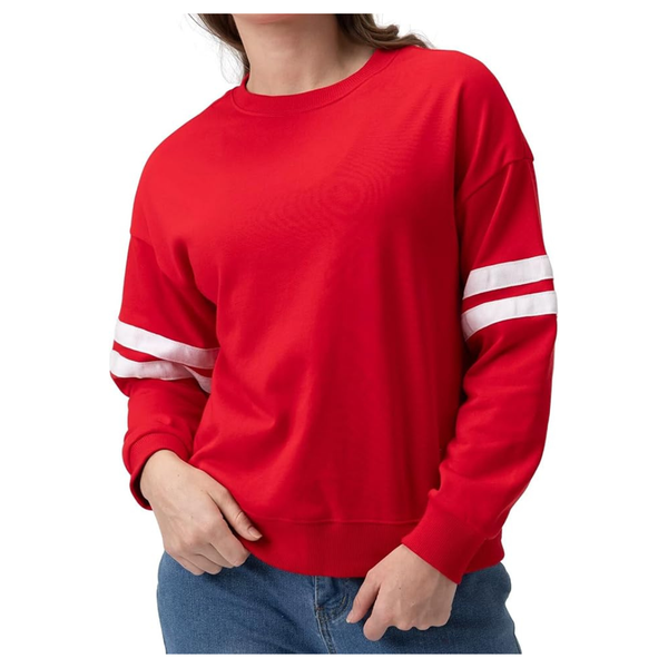 Womens Striped Oversized Loose-Fit Sweatshirt