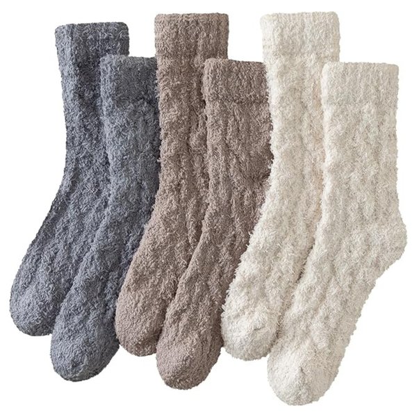 3-Pair Women's Cozy Fuzzy Winter Slipper Socks (Various)