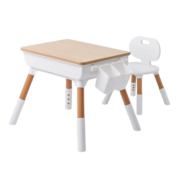 Tonlevo Adjustable Height Ergonomic Toddler Desk & Chair Set W/ Storage