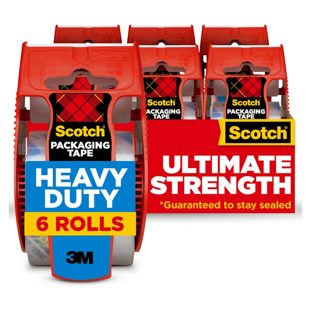 12-Pack (2 x 6pk) Scotch Heavy Duty Ultimate Strength Packaging Tape w/ Dispenser