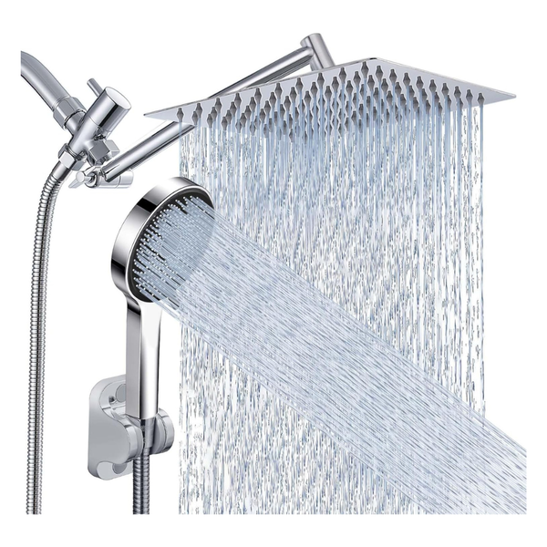10" High Pressure Shower Head w/ Handheld Spray Combo Set & 60" Extension Arm
