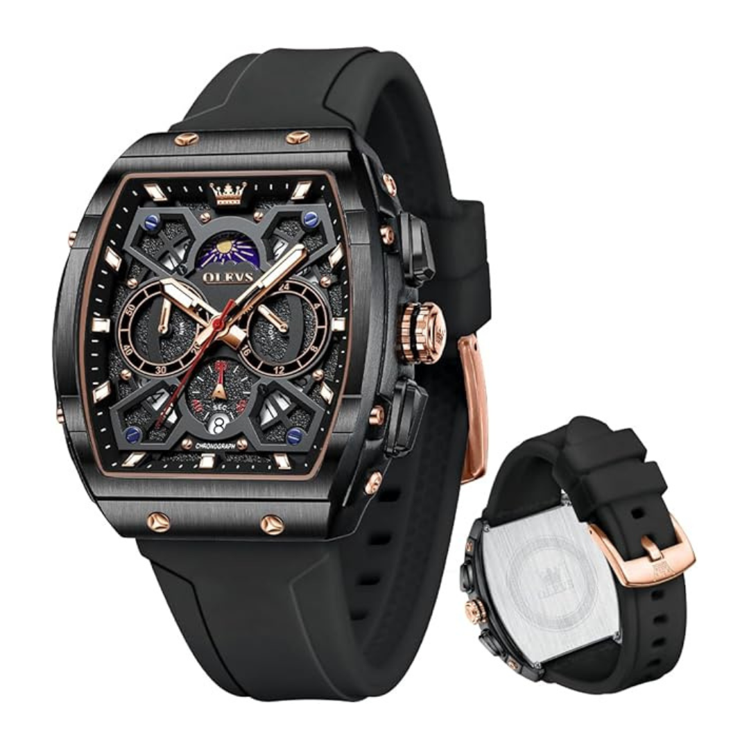 Square Men's Fashion Military Sport Big Face Chronograph Watches