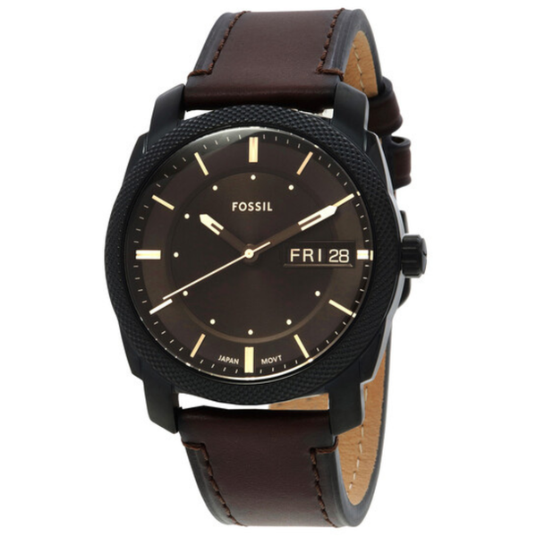 Fossil FS5901 Men's Machine Quartz Stainless Steel and Leather Three-Hand Watch