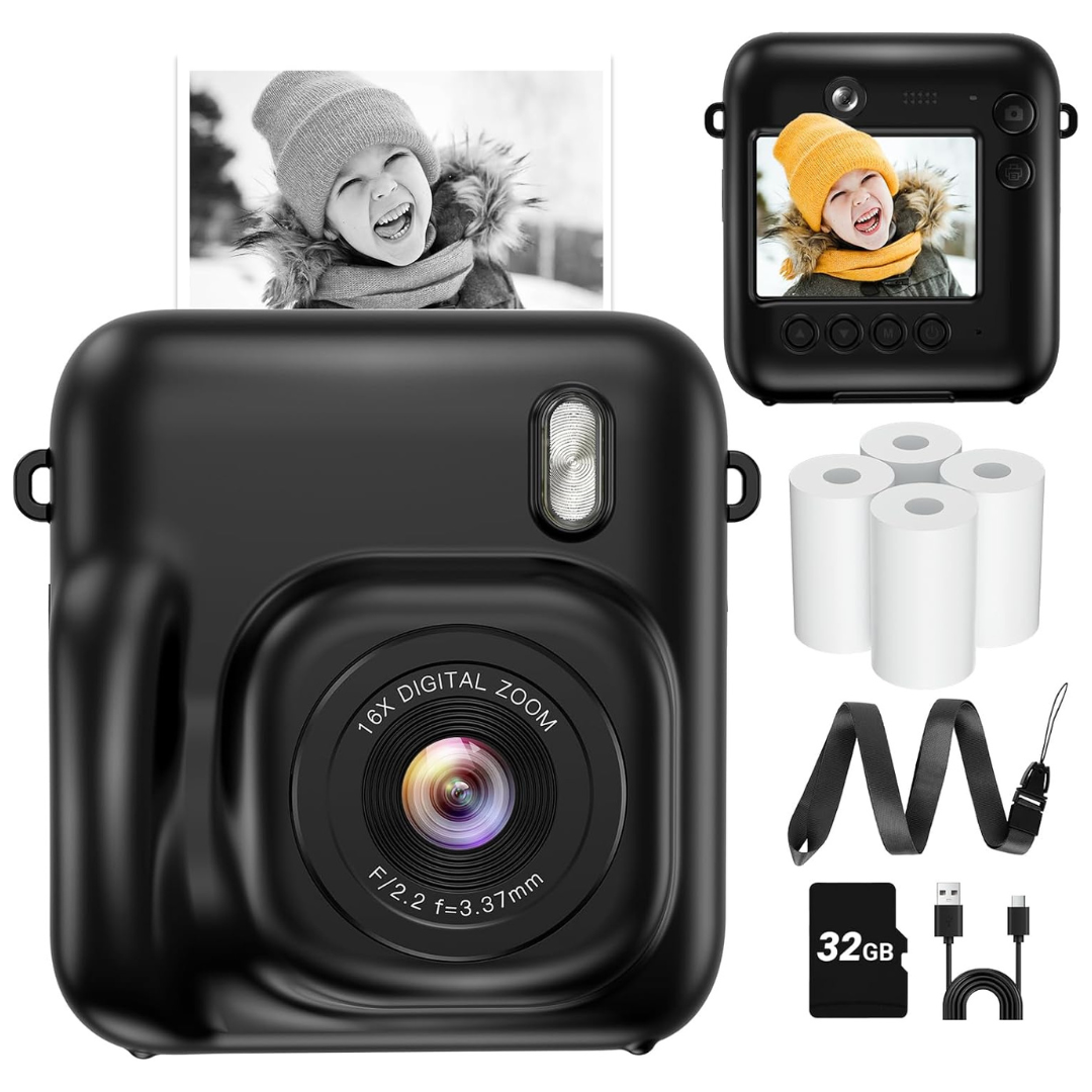 Kids Dual-Lens Instant Camera With 32GB Card