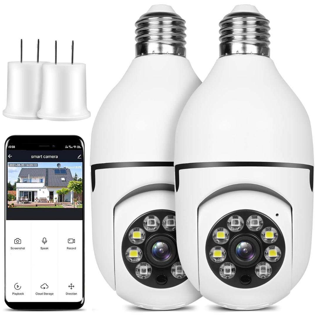 2-Pack 360º 2.4G WiFi Light Bulb Security Camera