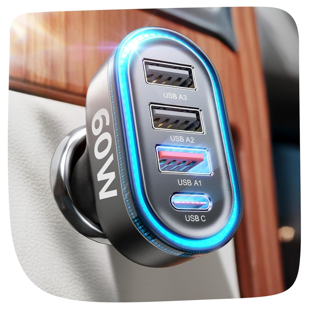 LISEN 60W Super Fast Multi Port Car USB Charger