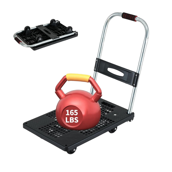 165 lbs Lightweight Foldable Flatbed Platform Push Cart W/ Wheels