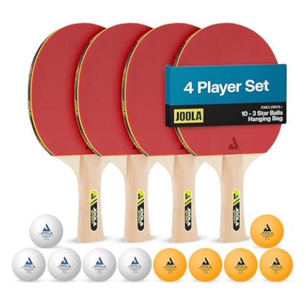 Set Of 4 JOOLA Family Premium Ping Pong Paddle With Balls & Case