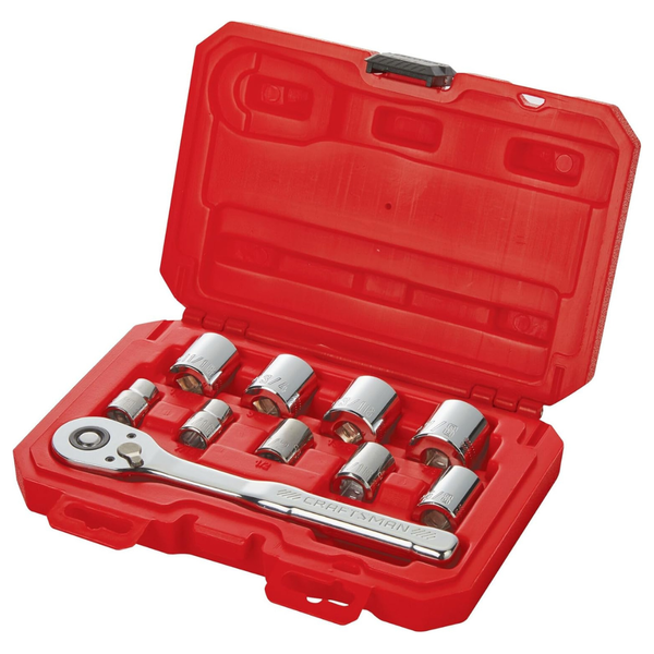 10-Piece Craftsman 3/8" Drive SAE 6 Point Socket Sets W/ 72-Tooth Ratchet