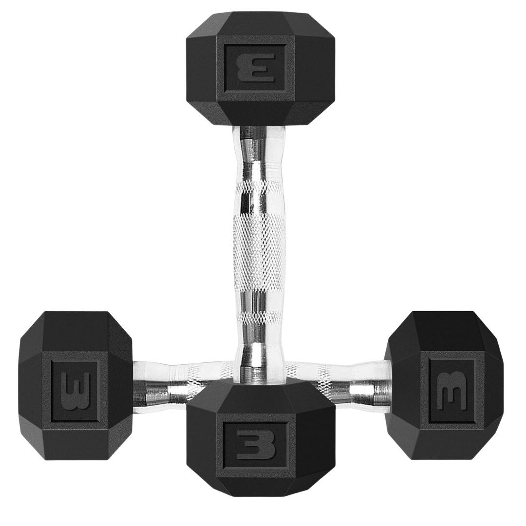 Pair of 3-Lbs Cast Iron Weight Rubber Grip Dumbbells Set