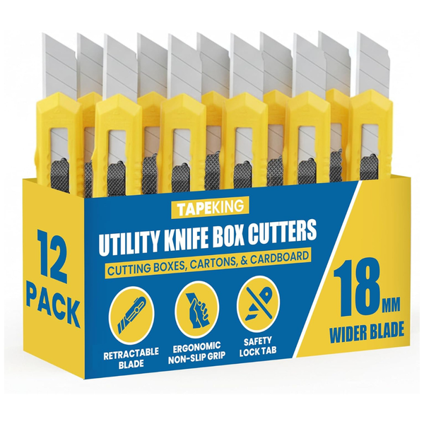 12-Pack Tape King 18mm Wide Blade Utility Knife Set