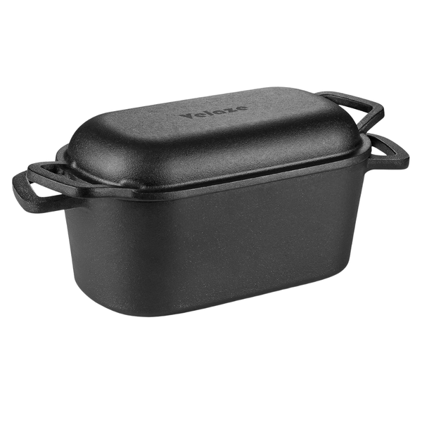 3.6-Qt Velaze Cast Iron Bread Oven Pan With Lid And Offset Handles