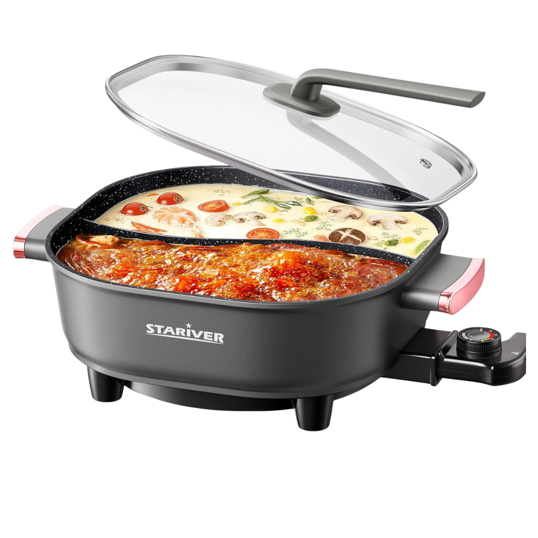Stariver 6L 1300W Electric Hot Pot With Divider
