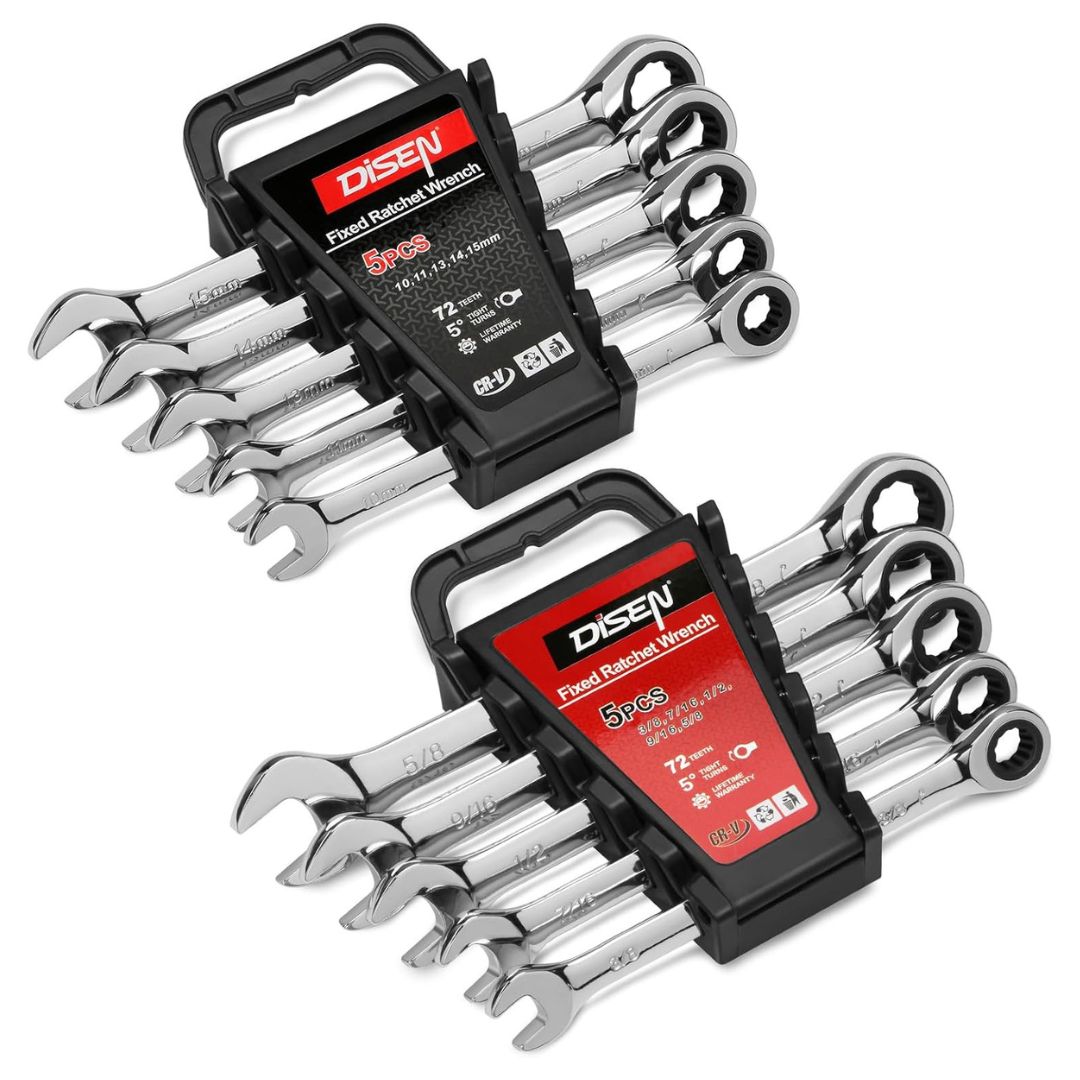 10-Piece DISEN Ratcheting Wrench Set SAE & Metric Ratchet Wrench Set
