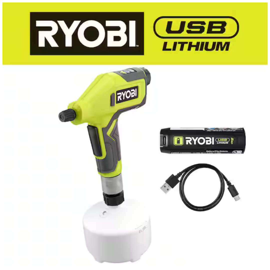Ryobi USB Cordless Sprayer With Battery & Charging Cable