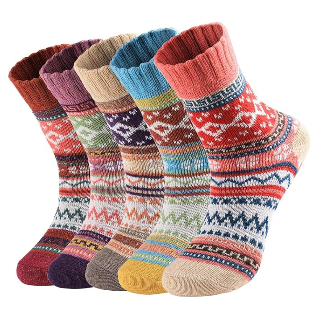 5-Pairs Pleneal Women's Winter Warm Wool Sock (Plus Sign, 5-9)