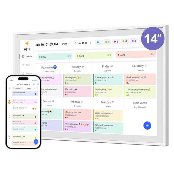 14" Wall Mount Smart WiFi Digital Calendar & Family Hub