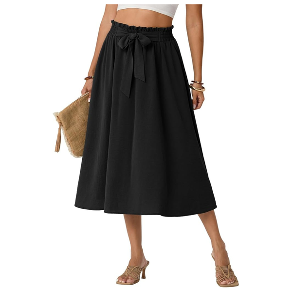 Women's Flowy High Waisted A-Line Midi Skirt