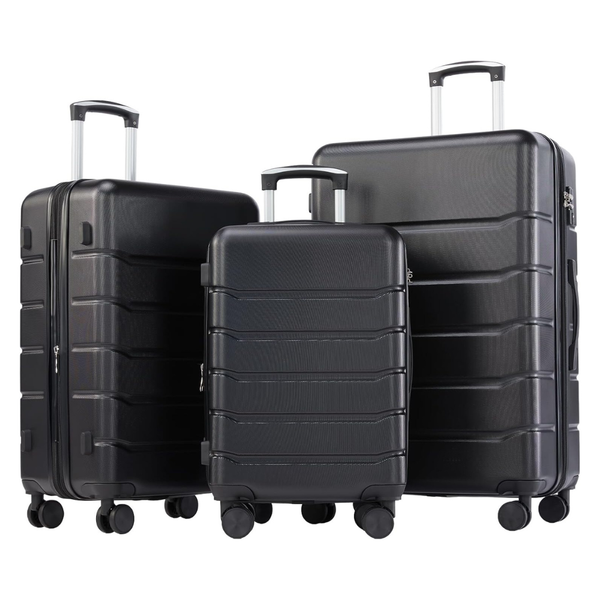 3-Piece Hardside Spinner Wheel Suitcase Set With TSA Lock